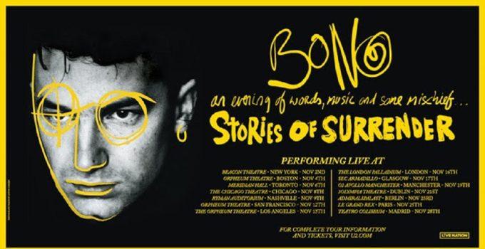 Bono announces 14-city SURRENDER book tour