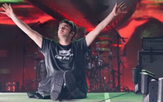 Grian Chatten leading Fontaines DC at Wythenshawe Park, Manchester on Friday, August 15th 2025 (Gary Mather for Live4ever)